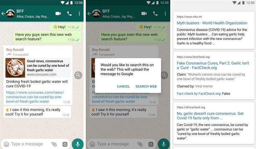 В WhatsApp активировали функцию проверки лже-сообщений